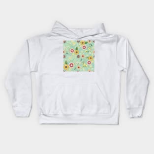 Cute Colorful Folk Floral Original Golden Design Kids Hoodie